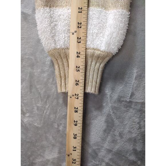 Beige White Striped Woman’s XL Parisian French Cozy Sweater Lauren Lane Sonoma - Picture 7 of 10